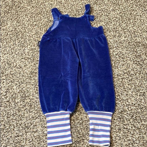 VNTG Petit Bateau Blue and White Velour Jumpsuit with Striped Cuffs - Picture 6 of 6